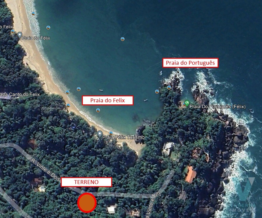 Terreno na Praia do Félix com vista para o mar e 100 metros da areia